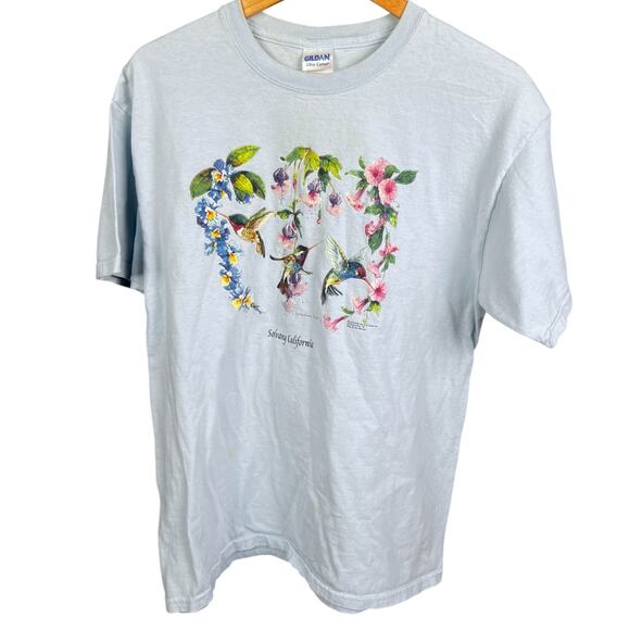 Vintage 90s Gildan Solvang California Hummingbird Souvenir T-Shirt - L - Picture 1 of 3